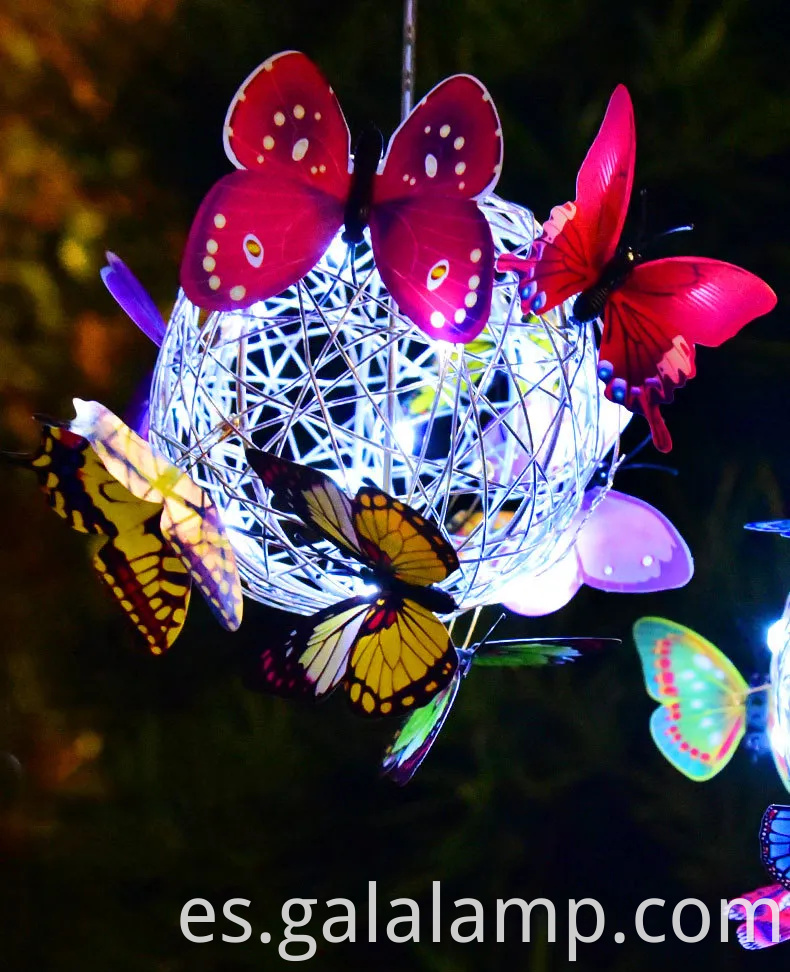 Encantadoras luces de cuerda de mariposa con energía solar para ambiente de jardín